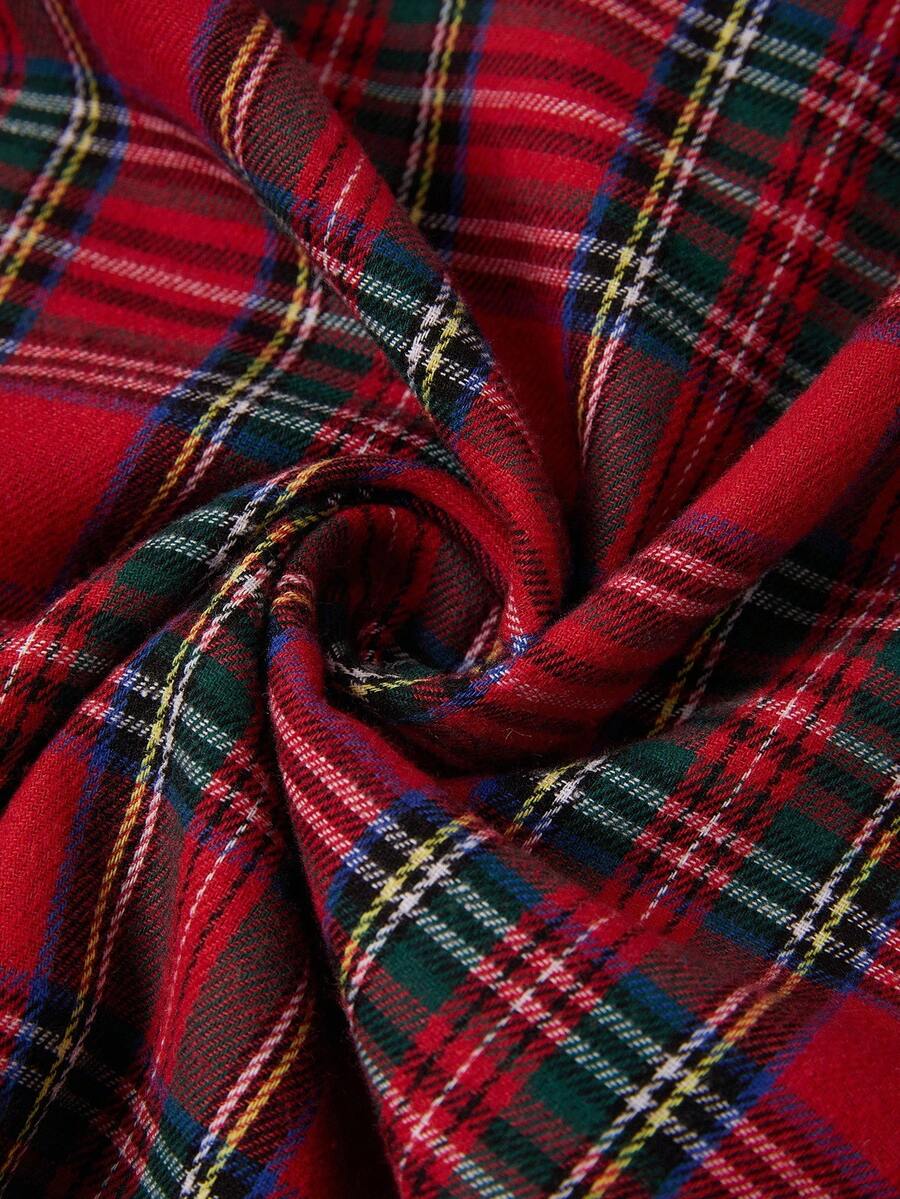 Nuremberg Plaid A Line Midi Dress with V Neck