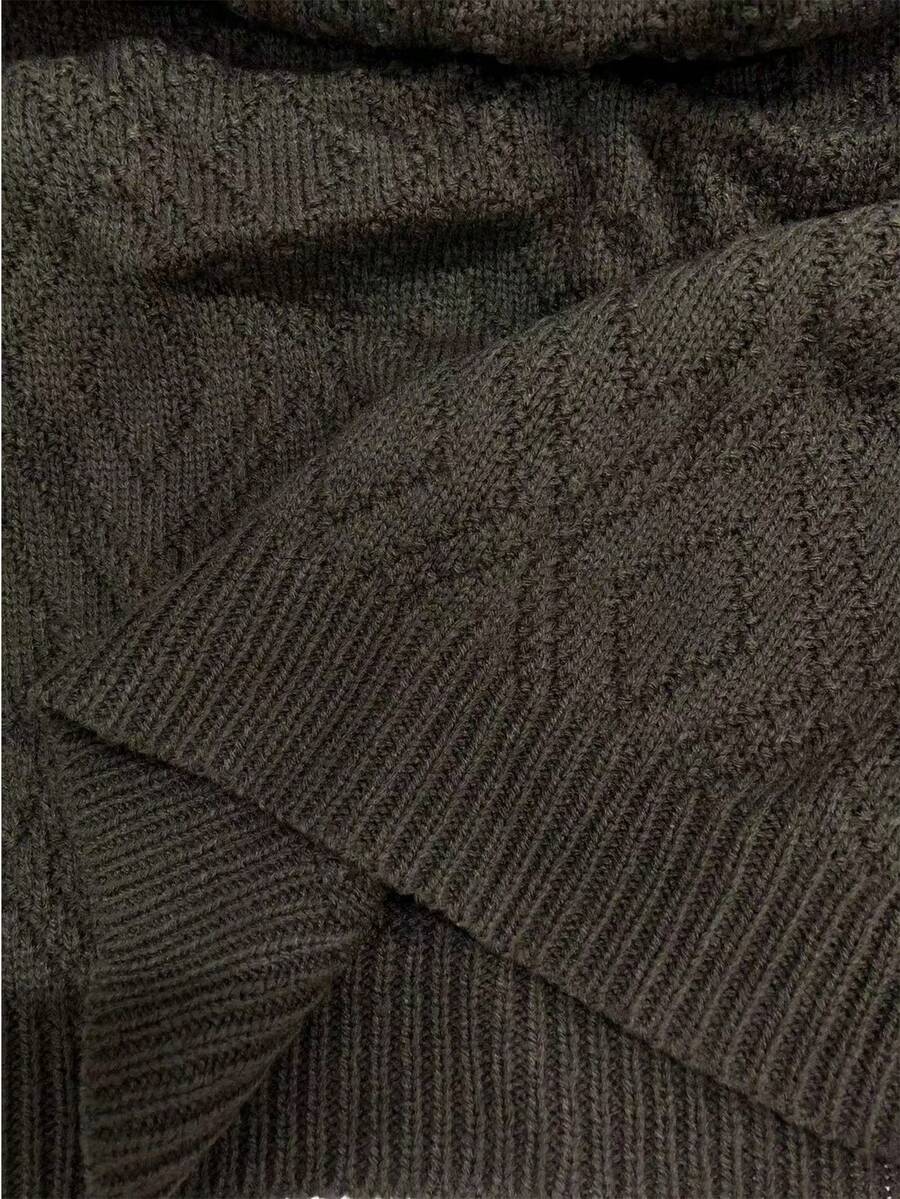 Women's Drop Shoulder Knit Sweater Dress, Relaxed Long Sleeve Dress for Fall Winter - Dark Grey