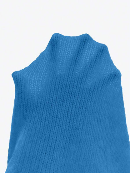 Viola Relaxed Mock Neck Sweater with Drop Shoulders - Azure Blue