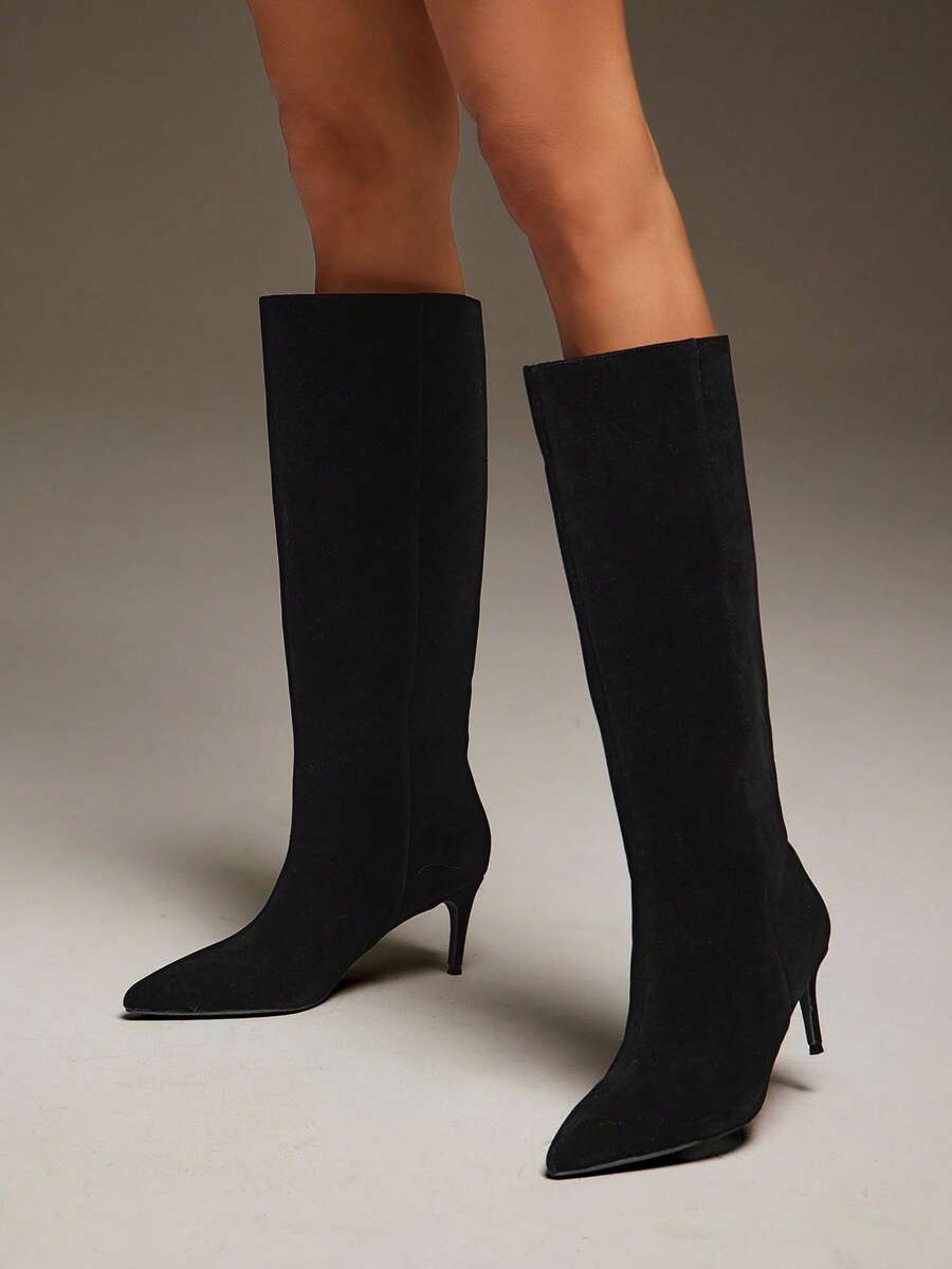 SHUZIA Women Low Heel Minimalist Basic Everyday Comfort Suede Taupe Heeled Boots For Christmas Mensa