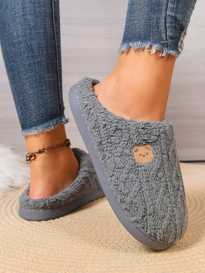 Women's Winter Bestselling Warm Indoor Slippers, Thick Sole Non-Slip White Fluffy Slippers,Furry Shoes Mensa