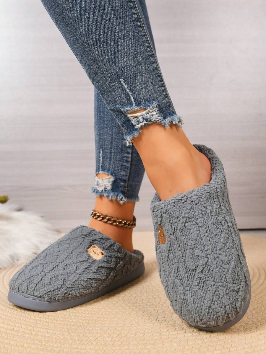Women's Winter Bestselling Warm Indoor Slippers, Thick Sole Non-Slip White Fluffy Slippers,Furry Shoes Mensa