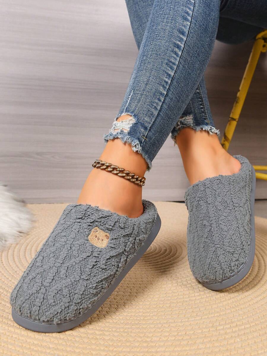 Women's Winter Bestselling Warm Indoor Slippers, Thick Sole Non-Slip White Fluffy Slippers,Furry Shoes Mensa