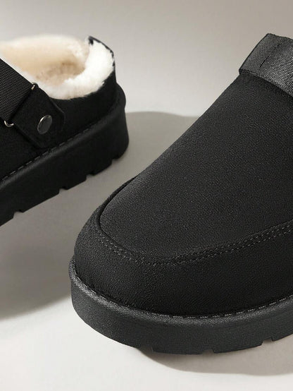 Solecia Women's Fashionable And Comfortable Velvet Warm Versatile Platform Shoes, High-End Closed Toe Flat Bottom Convertible Slip-On And Snow Boots Fall Shoes Mensa