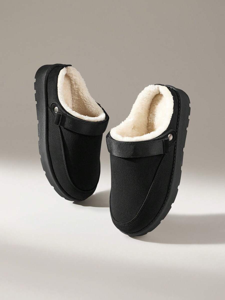 Solecia Women's Fashionable And Comfortable Velvet Warm Versatile Platform Shoes, High-End Closed Toe Flat Bottom Convertible Slip-On And Snow Boots Fall Shoes Mensa