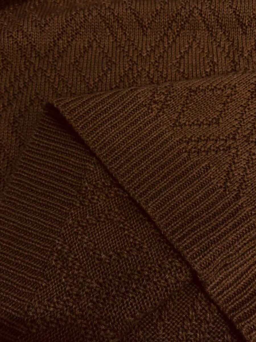 Women's Drop Shoulder Knit Sweater Dress, Relaxed Long Sleeve Dress for Fall Winter - Redwood