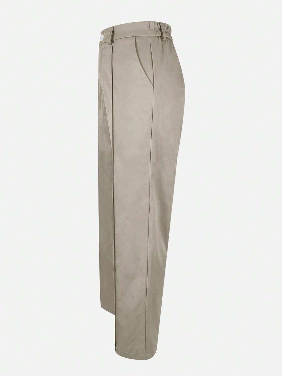 Honora High Waist Seamed Straight Leg Trousers - Stone
