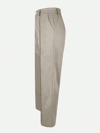 Honora High Waist Seamed Straight Leg Trousers - Stone