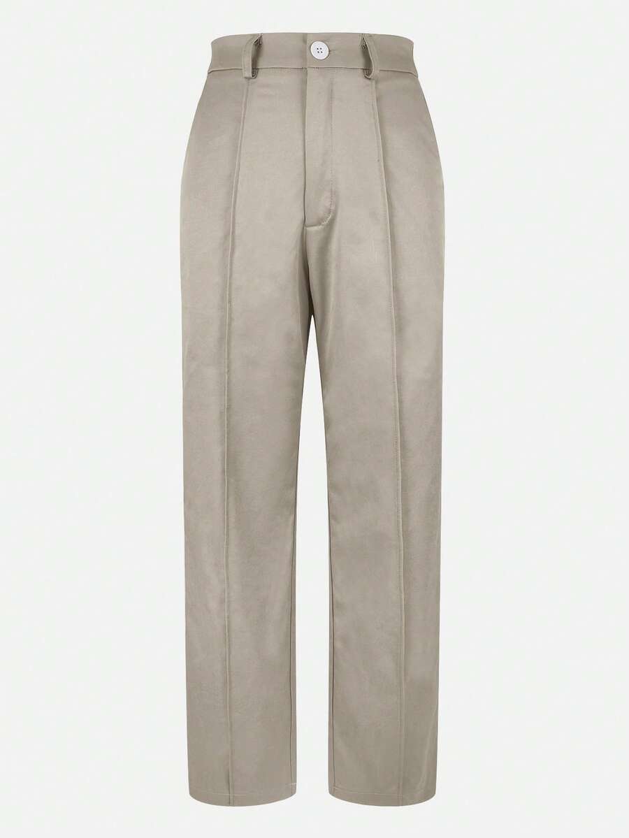 Honora High Waist Seamed Straight Leg Trousers - Stone