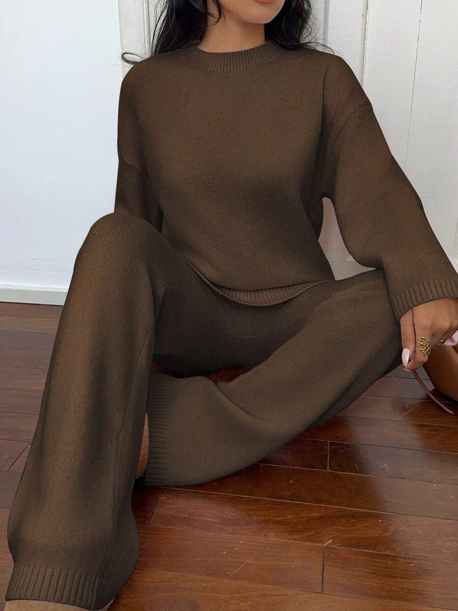 Davos Drop Shoulder Sweater and Knit Pants Set