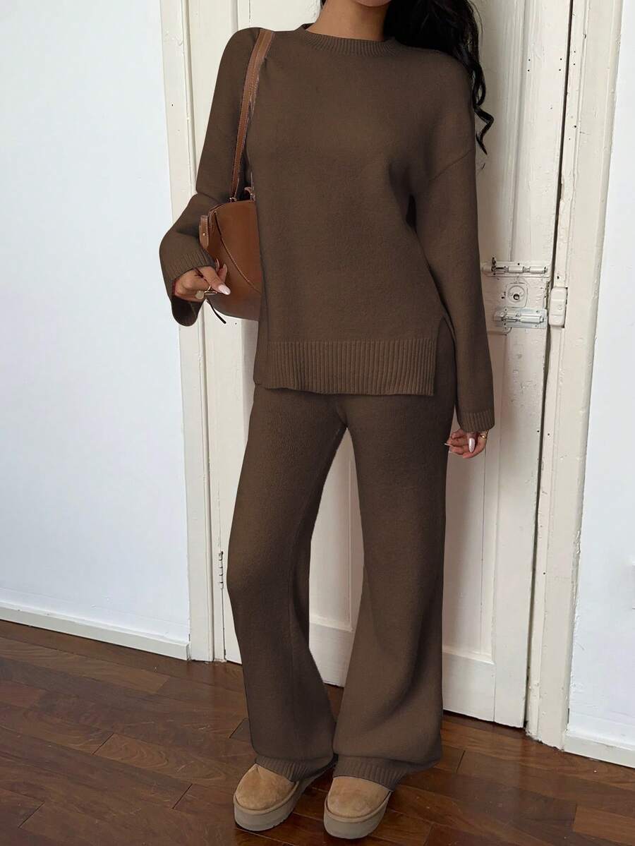 Davos Drop Shoulder Sweater and Knit Pants Set