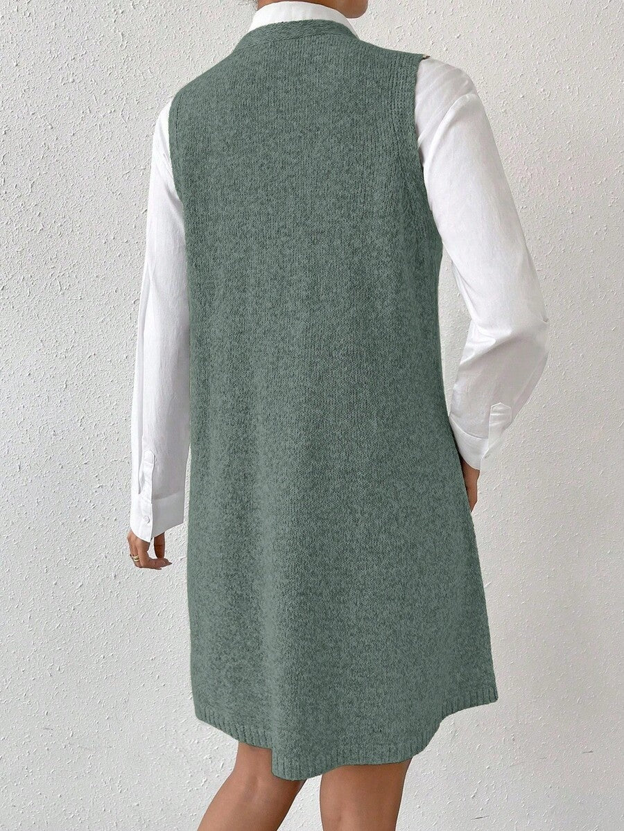 Amara Marled Knit Sleeveless Sweater Dress - Apricot