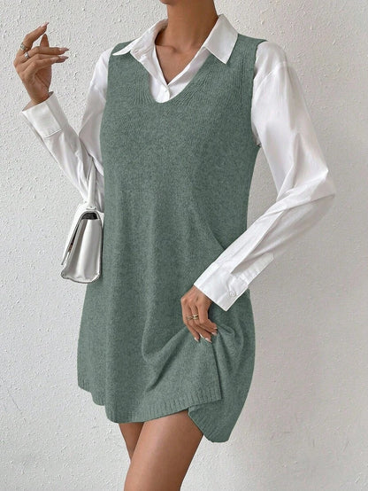 Amara Marled Knit Sleeveless Sweater Dress - Pink