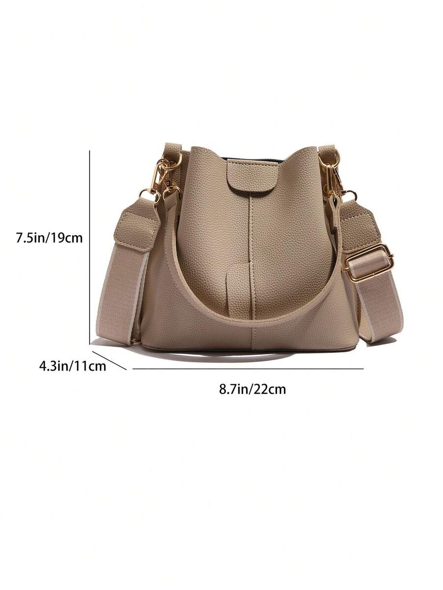 Lausanne Suede Look Bucket Bag with Wide Shoulder Strap