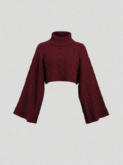Women's Cable Knit Cropped Sweater and Slip Dress Set, Two Piece Knit Outfit for Fall - Apricot