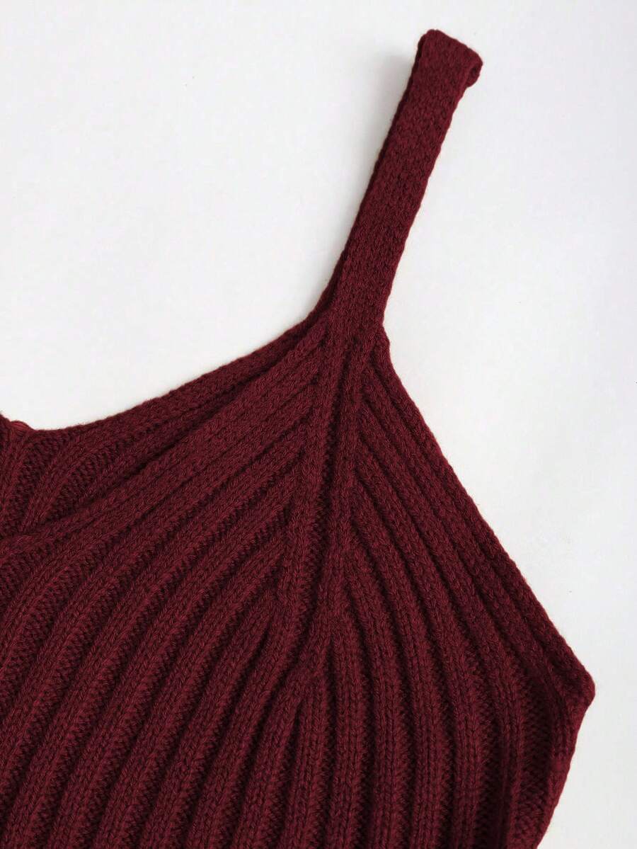 Women's Cable Knit Cropped Sweater and Slip Dress Set, Two Piece Knit Outfit for Fall - Camel
