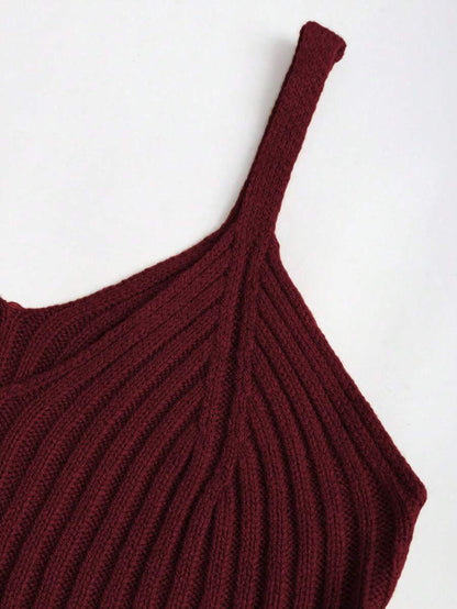 Women's Cable Knit Cropped Sweater and Slip Dress Set, Two Piece Knit Outfit for Fall - Camel