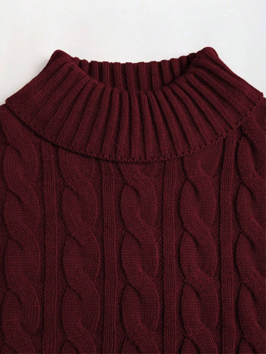 Women's Cable Knit Cropped Sweater and Slip Dress Set, Two Piece Knit Outfit for Fall - Coffee Brown
