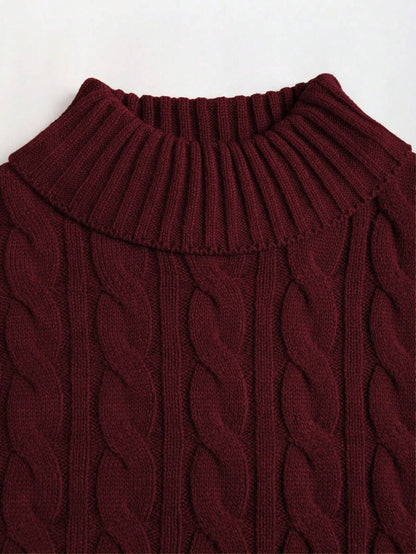 Women's Cable Knit Cropped Sweater and Slip Dress Set, Two Piece Knit Outfit for Fall - Coffee Brown