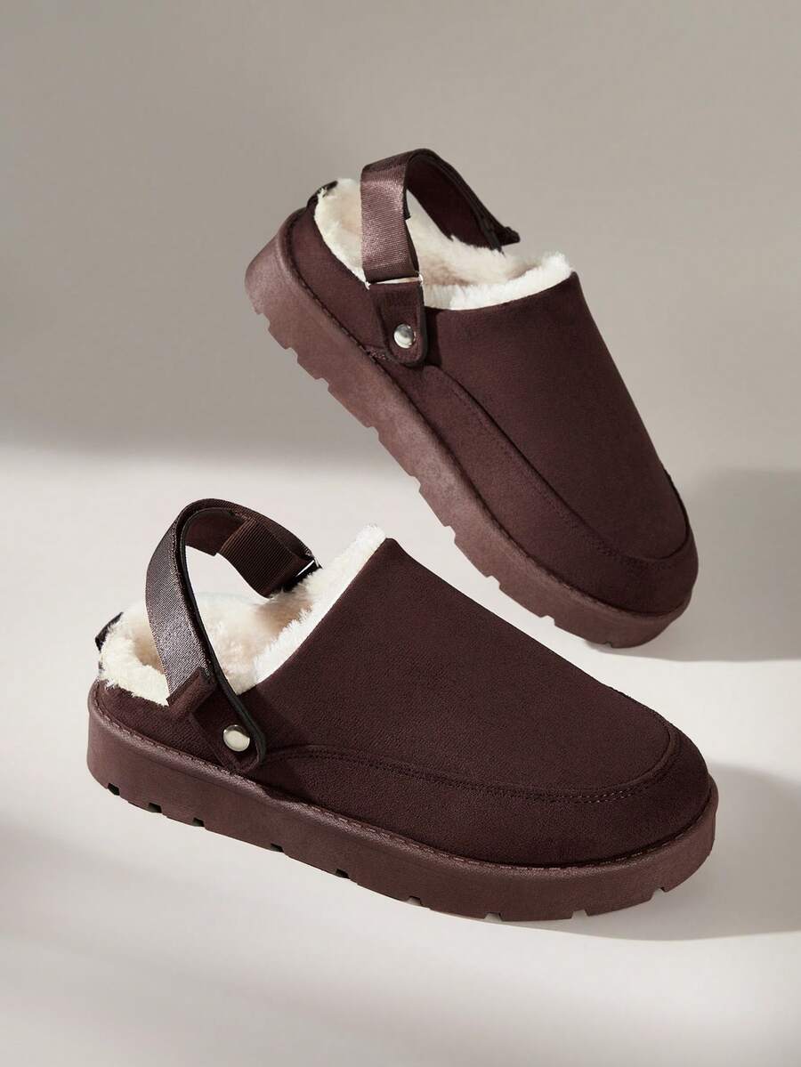 Solecia Women's Fashionable And Comfortable Velvet Warm Versatile Platform Shoes, High-End Closed Toe Flat Bottom Convertible Slip-On And Snow Boots Fall Shoes Mensa