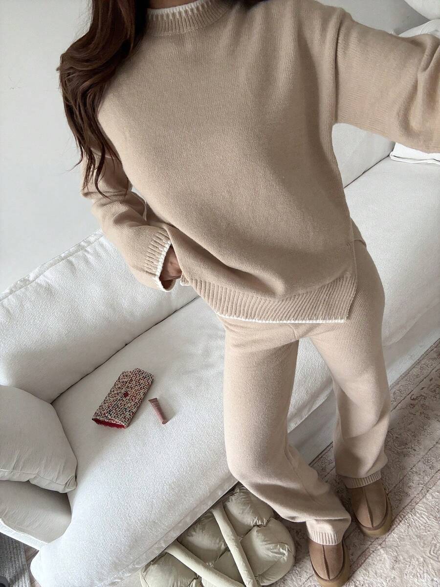 Davos Drop Shoulder Sweater and Knit Pants Set