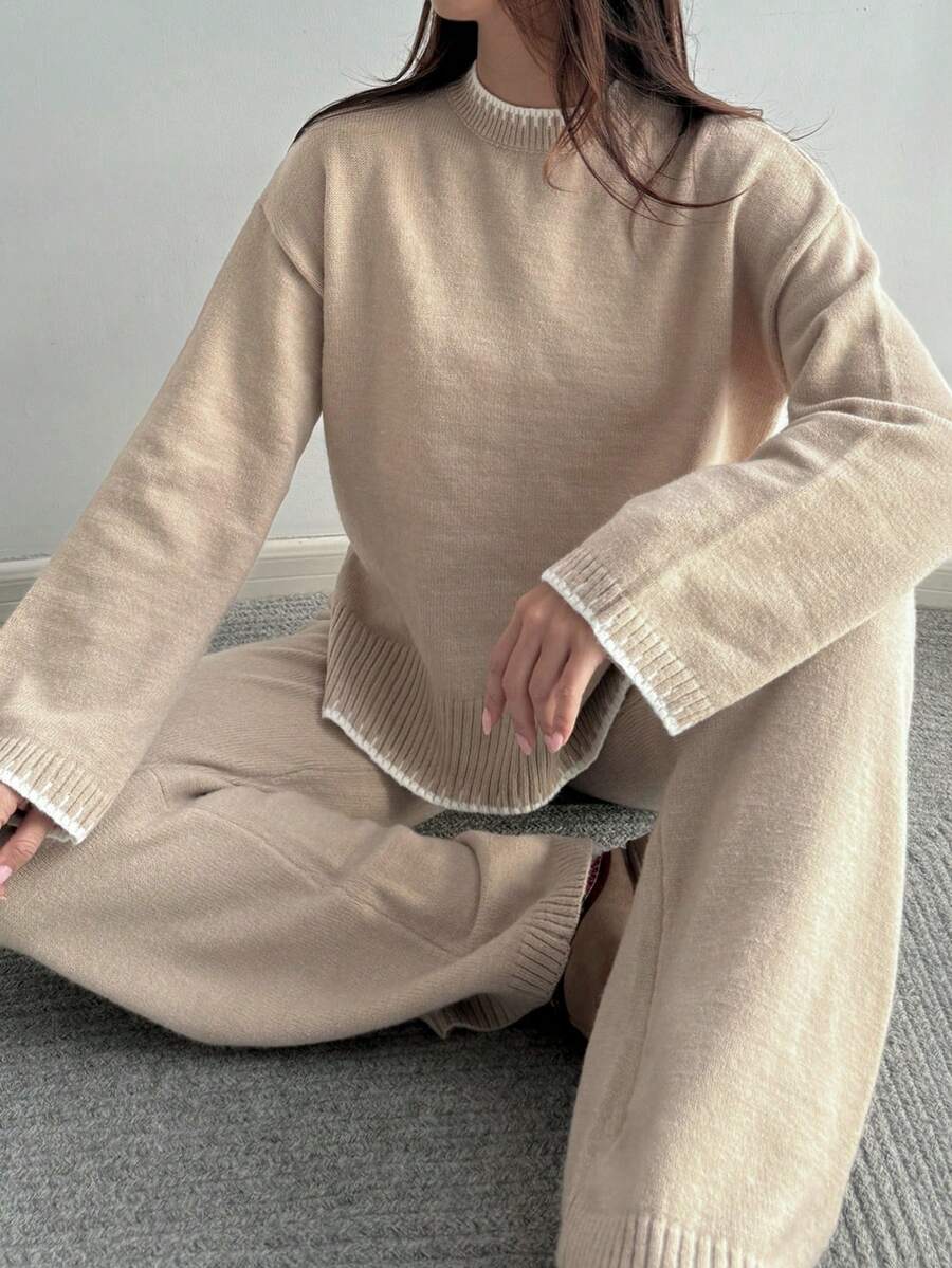 Davos Drop Shoulder Sweater and Knit Pants Set