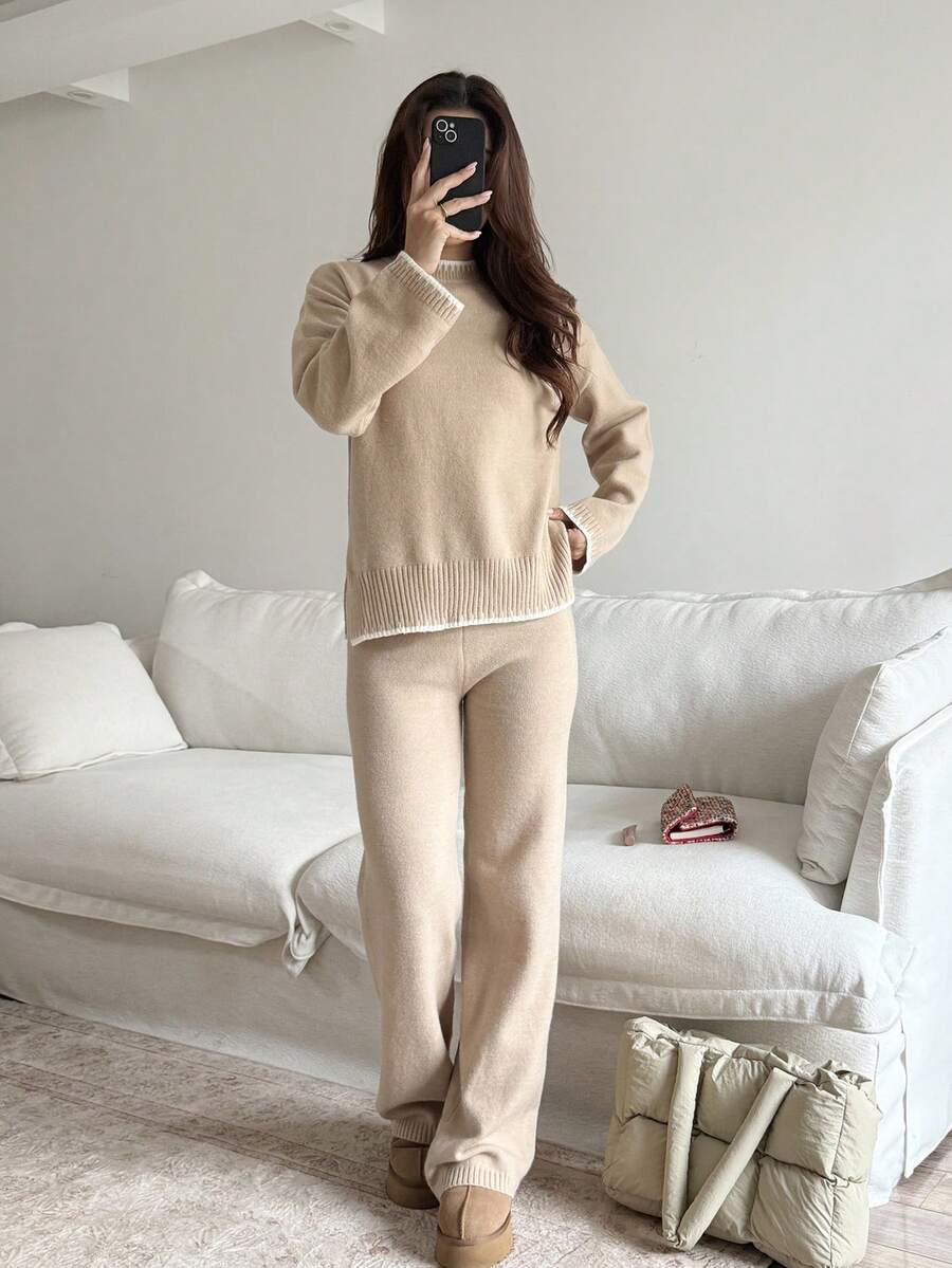 Davos Drop Shoulder Sweater and Knit Pants Set