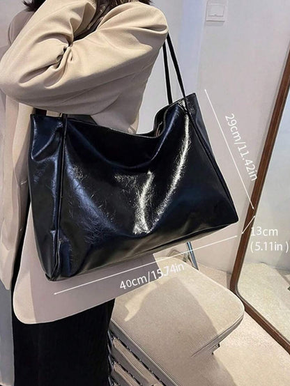 Women's Large Faux Leather Tote Bag, Vintage Shoulder Purse for Work and Travel