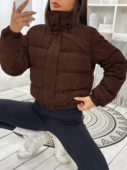 Glasgow Cropped Quilted Puffer Jacket with Funnel Neck