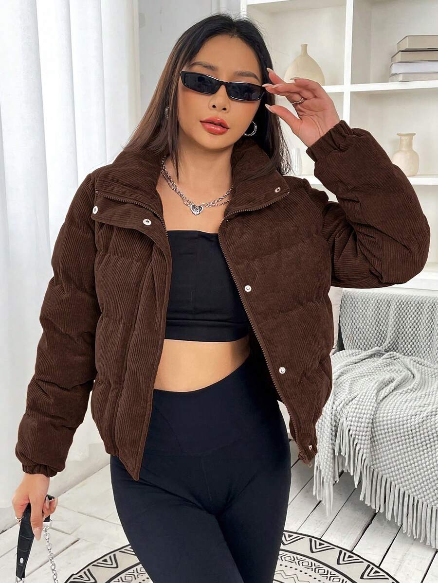 Glasgow Cropped Quilted Puffer Jacket with Funnel Neck