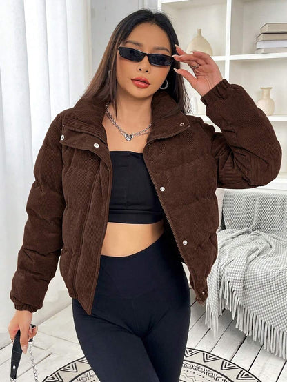 Glasgow Cropped Quilted Puffer Jacket with Funnel Neck