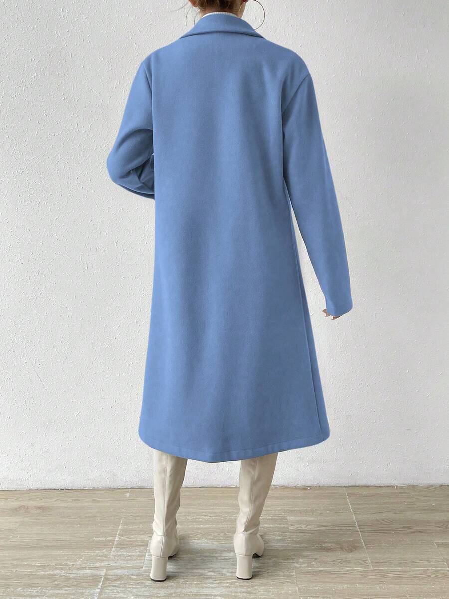 Victoria Classic Double-Breasted Longline Tailored Overcoat - Baby Blue