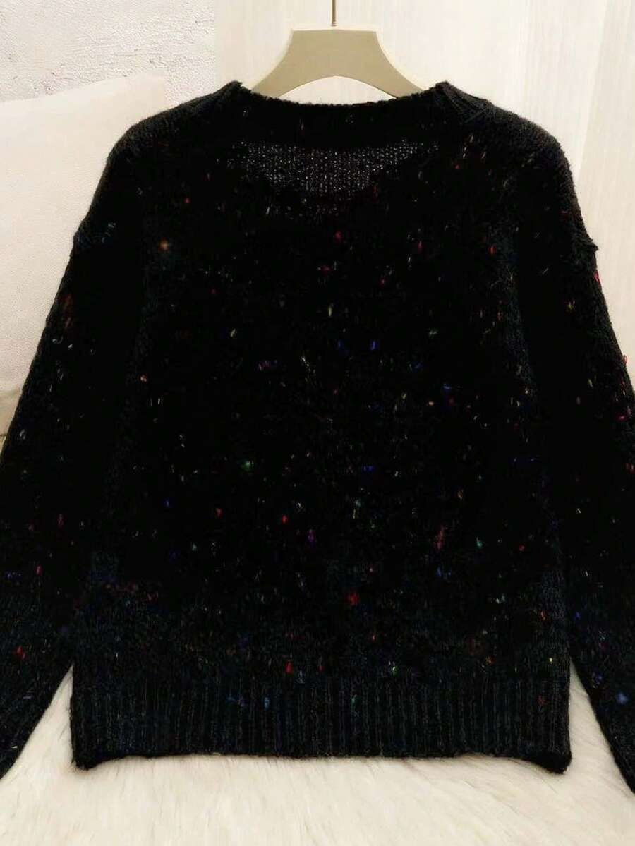 Kinsale Speckled Knit Crew Neck Button Front Cardigan