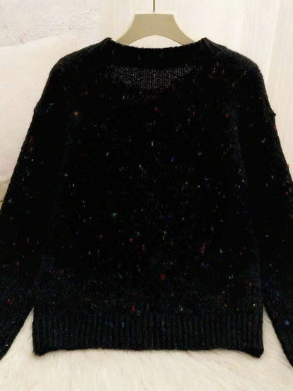 Kinsale Speckled Knit Crew Neck Button Front Cardigan