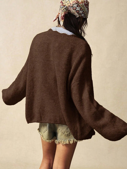Megeve Oversized Fuzzy Knit Button Front Cardigan