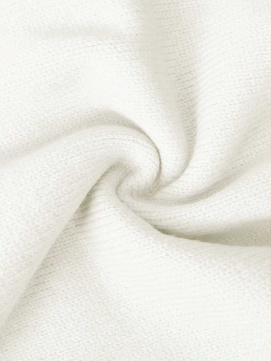 Henrietta Classic V-Neck Long Sleeve Knit Pullover Sweater - White