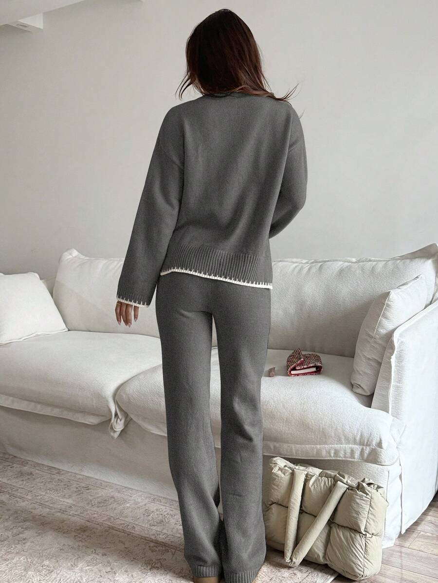 Davos Drop Shoulder Sweater and Knit Pants Set