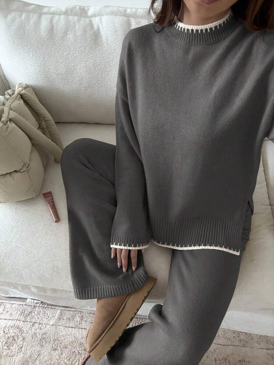 Davos Drop Shoulder Sweater and Knit Pants Set
