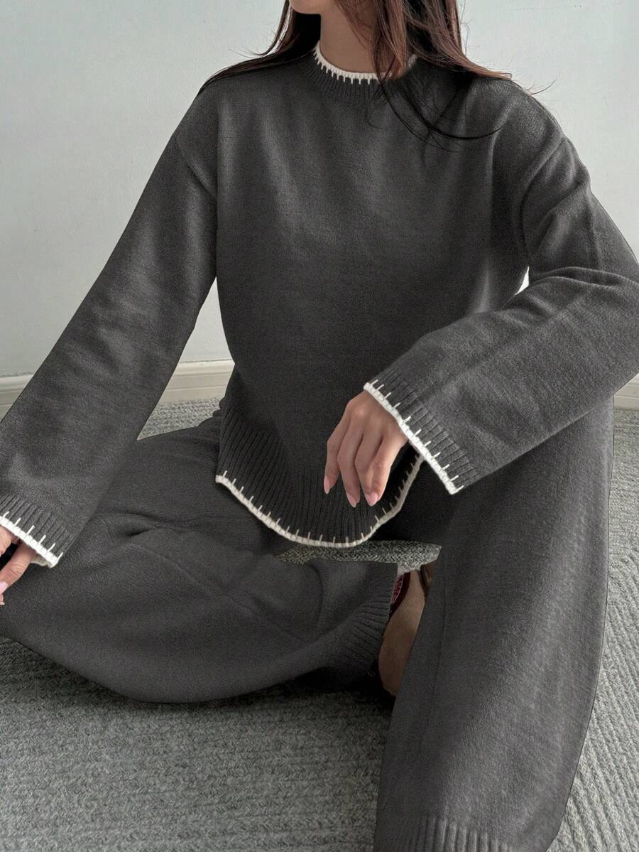 Davos Drop Shoulder Sweater and Knit Pants Set
