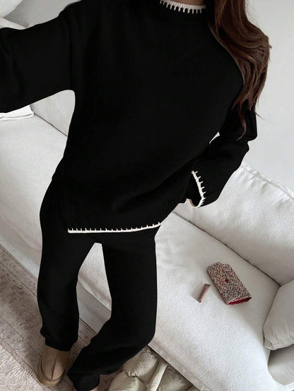 Davos Drop Shoulder Sweater and Knit Pants Set