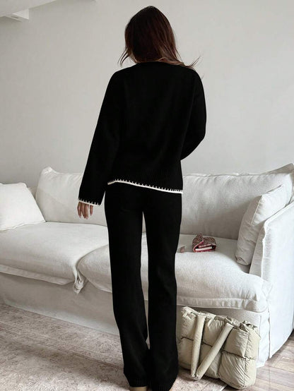 Davos Drop Shoulder Sweater and Knit Pants Set