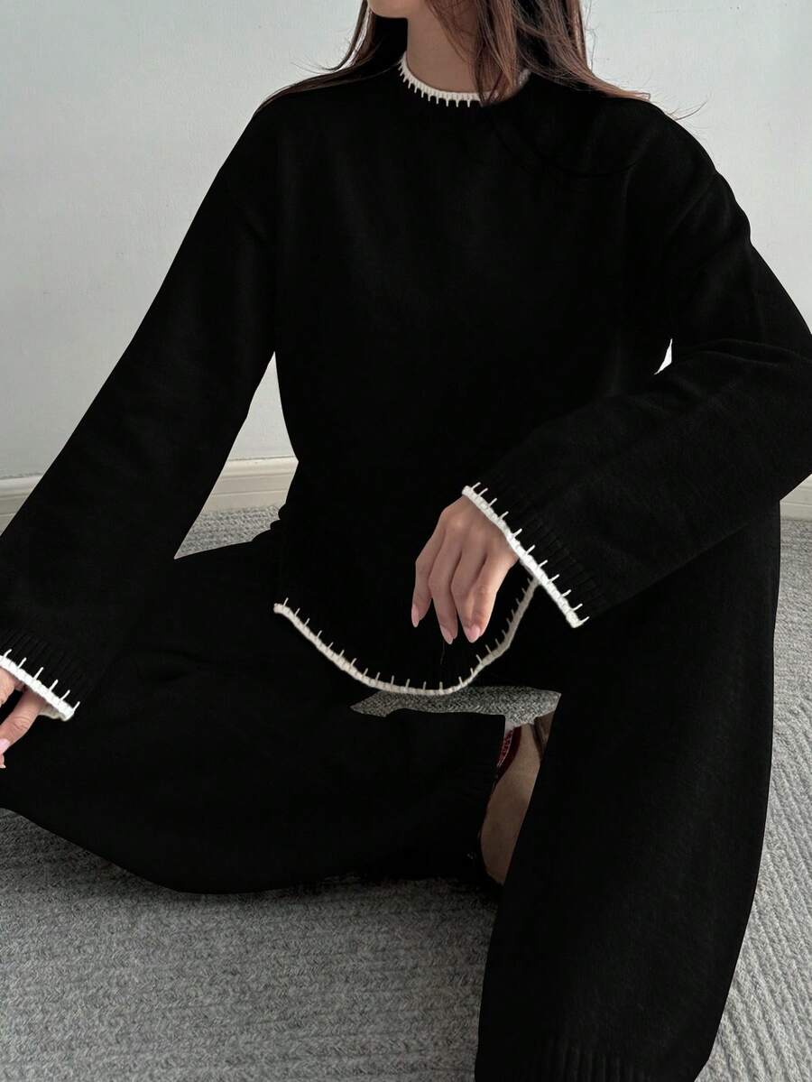 Davos Drop Shoulder Sweater and Knit Pants Set