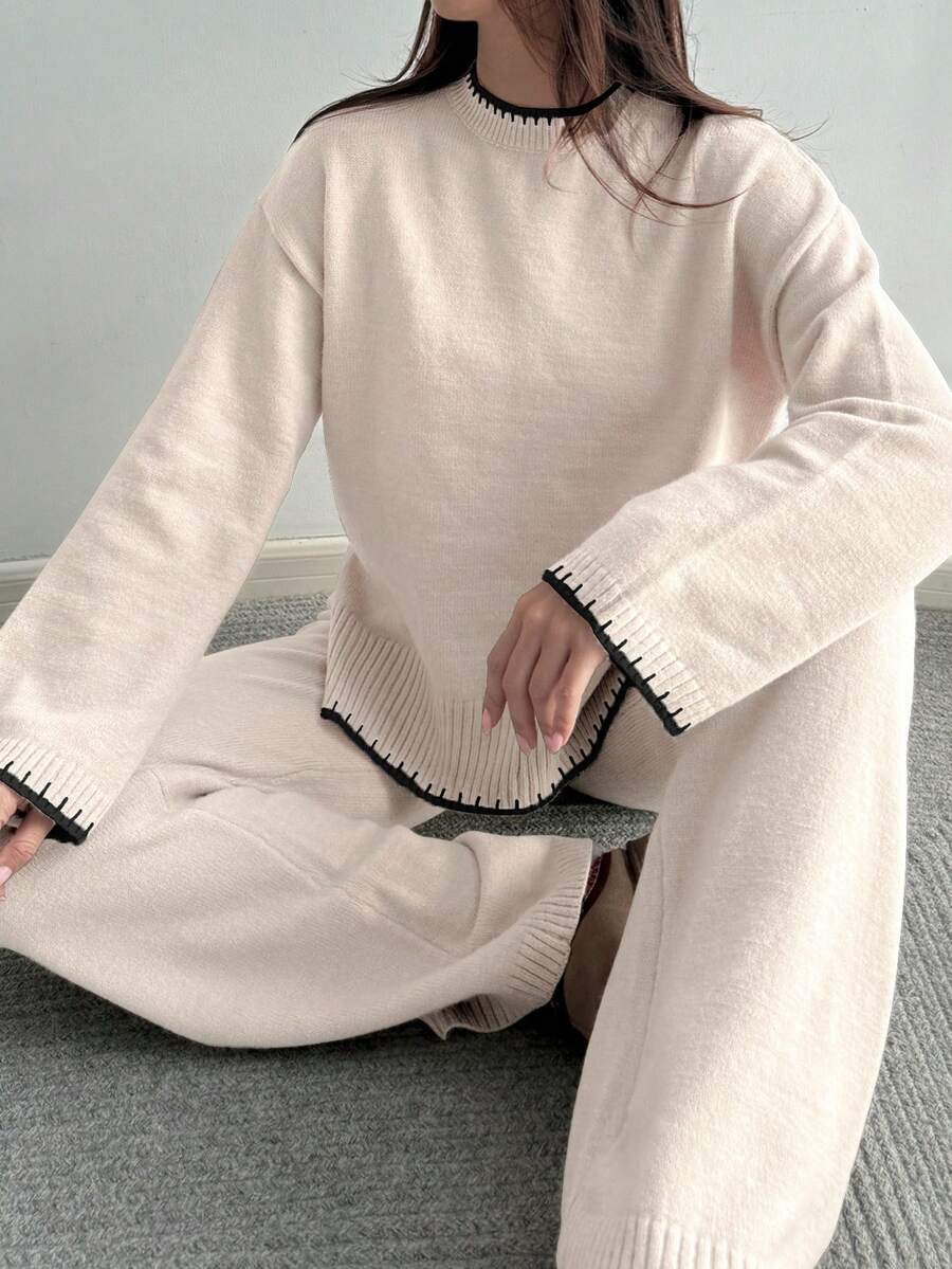 Davos Drop Shoulder Sweater and Knit Pants Set
