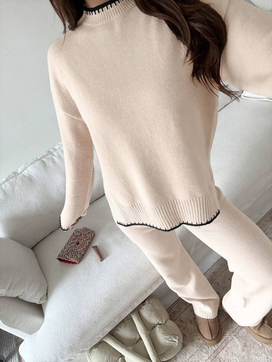 Davos Drop Shoulder Sweater and Knit Pants Set