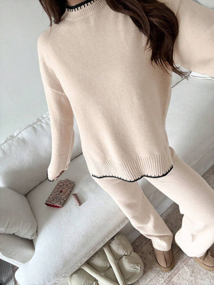 Davos Drop Shoulder Sweater and Knit Pants Set