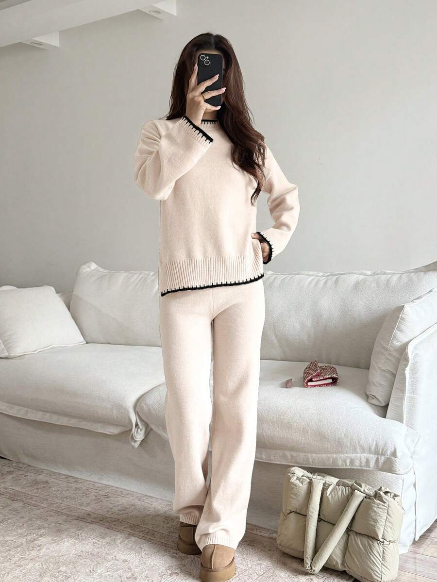 Davos Drop Shoulder Sweater and Knit Pants Set