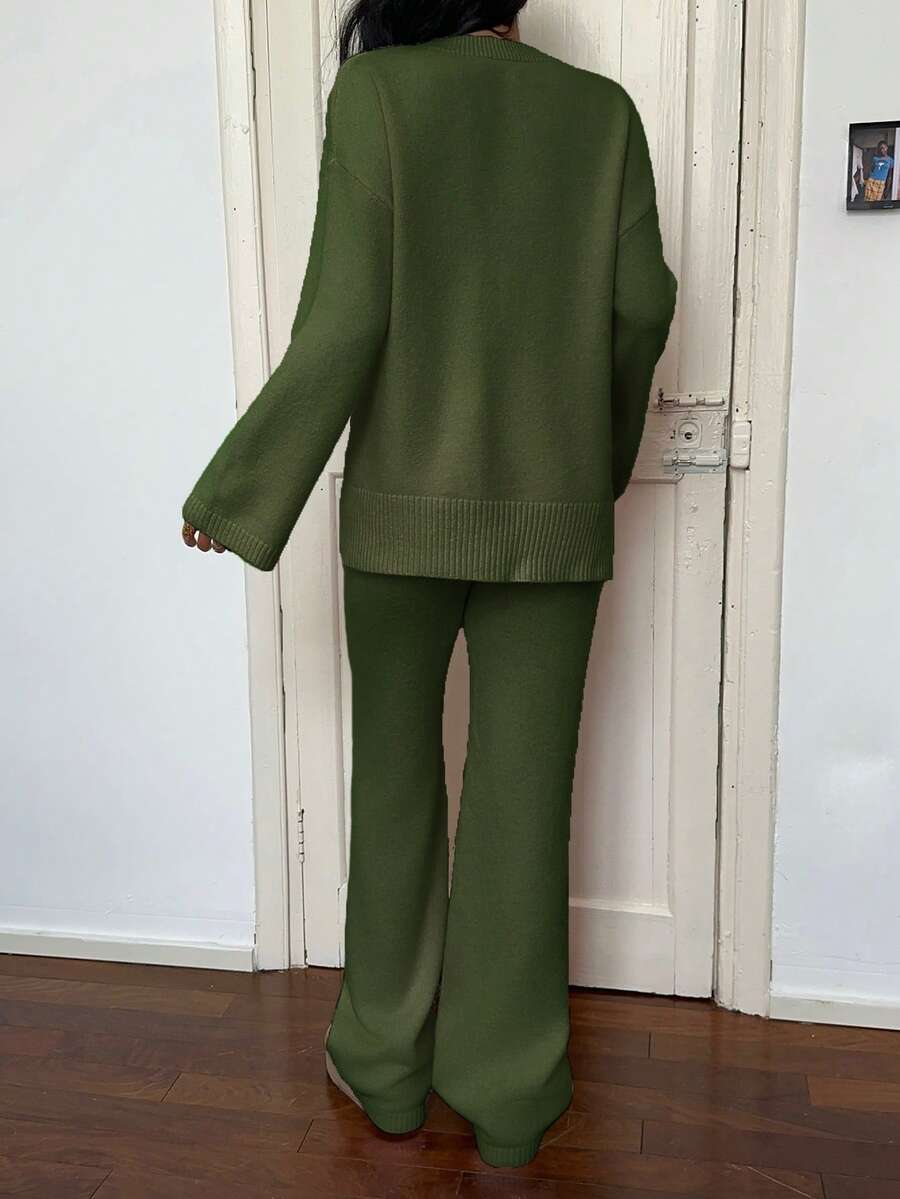 Davos Drop Shoulder Sweater and Knit Pants Set