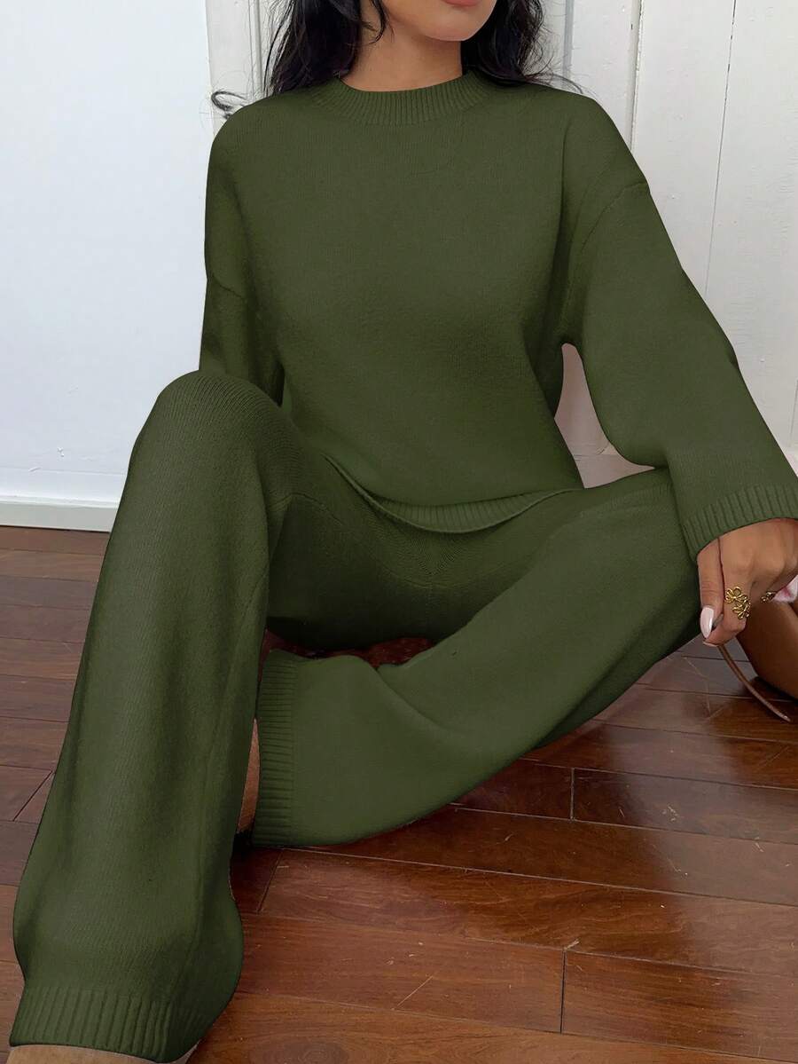 Davos Drop Shoulder Sweater and Knit Pants Set