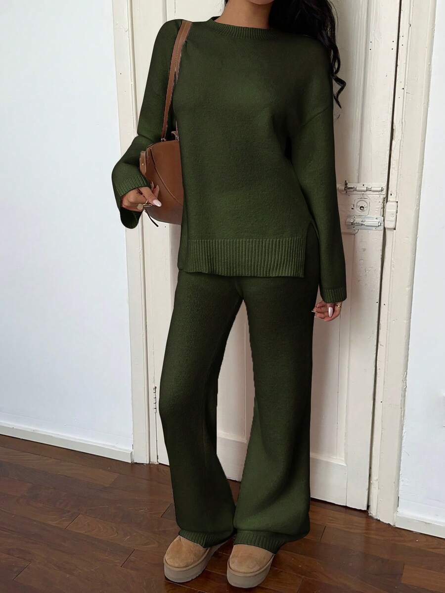 Davos Drop Shoulder Sweater and Knit Pants Set