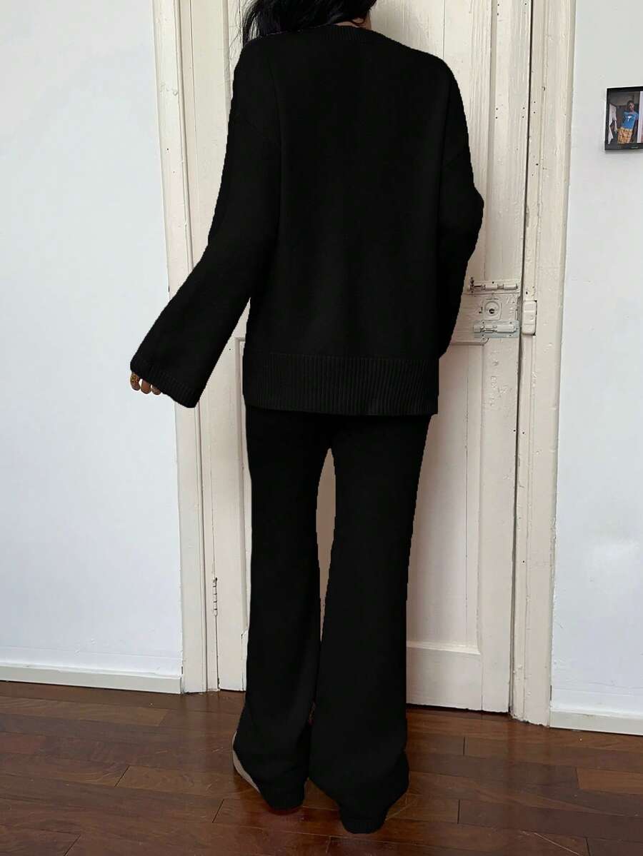 Davos Drop Shoulder Sweater and Knit Pants Set